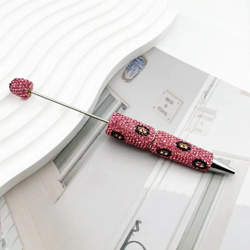 Creative Full Diamond Beadable Pen with Small Flower Design