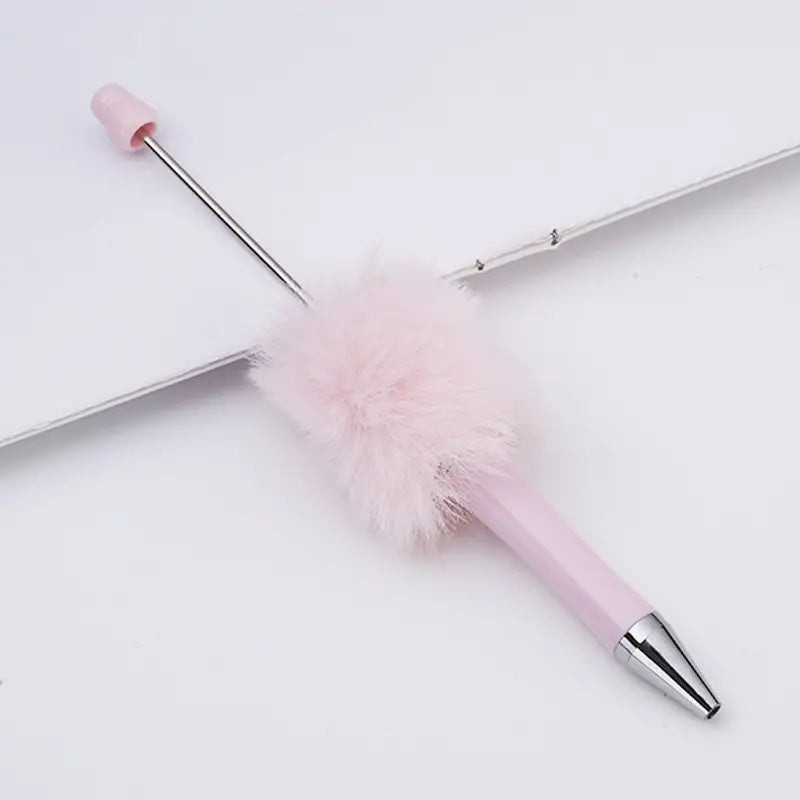 Plush Pom Pom Beadable Pen in Solid Colors DIY Pen