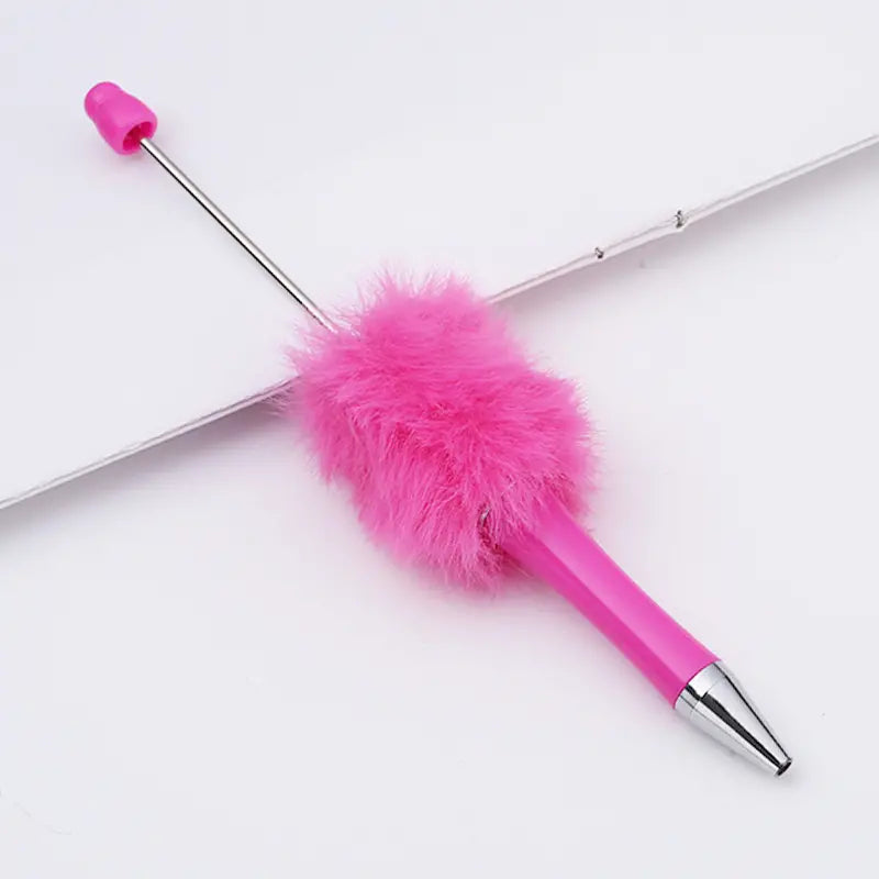 Plush Pom Pom Beadable Pen in Solid Colors DIY Pen