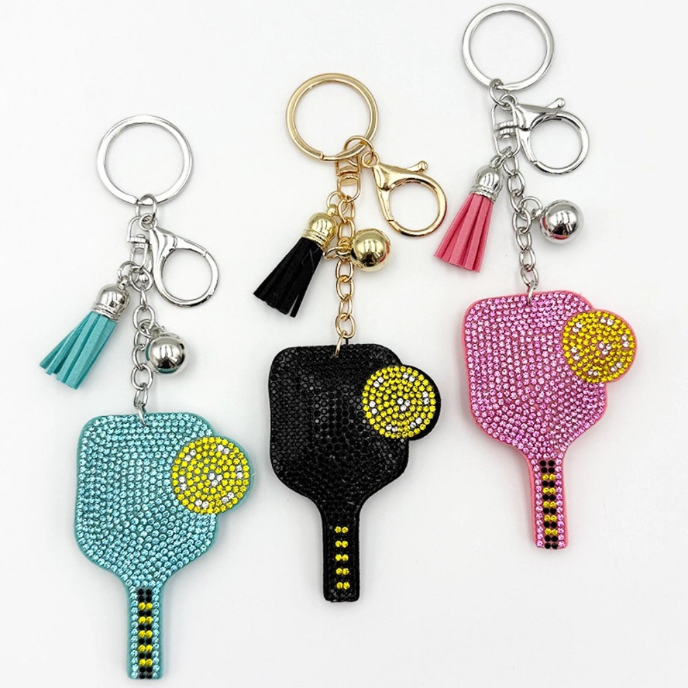 Ping-pong Paddle Rhinestone Keychain for DIY