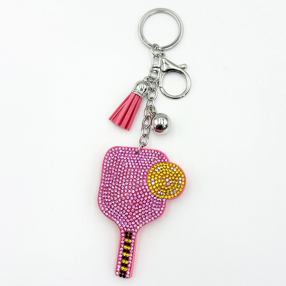 Ping-pong Paddle Rhinestone Keychain for DIY