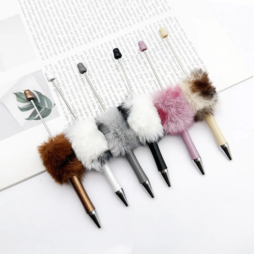 New Style Animal Print Pom Pom Beadable Pens DIY Pen