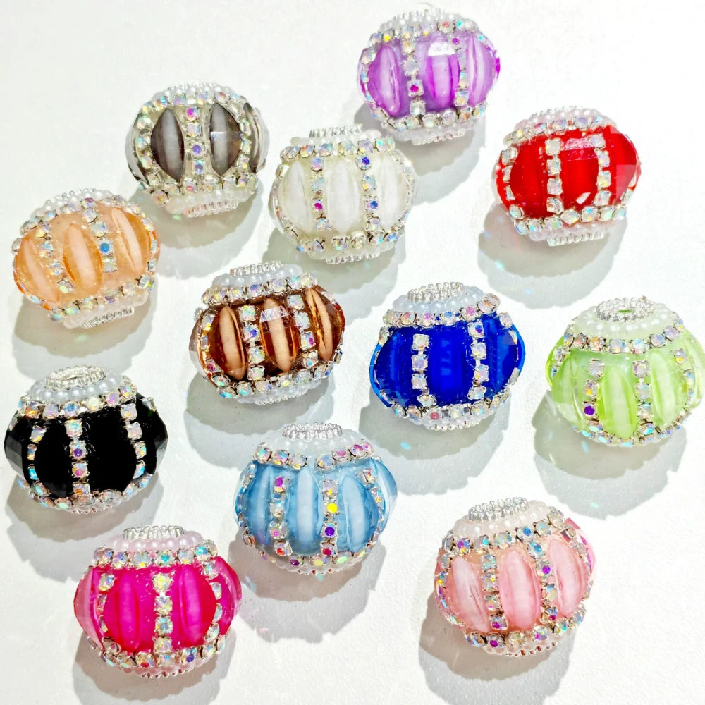 Pumpkin shape Rhinestone Pearls Rhinestone Chain Acrylic DIY Fancy Beads-Random Mixed