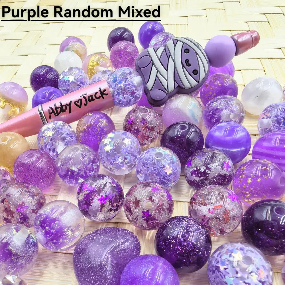 Purple Random Mixed Acrylic Beads