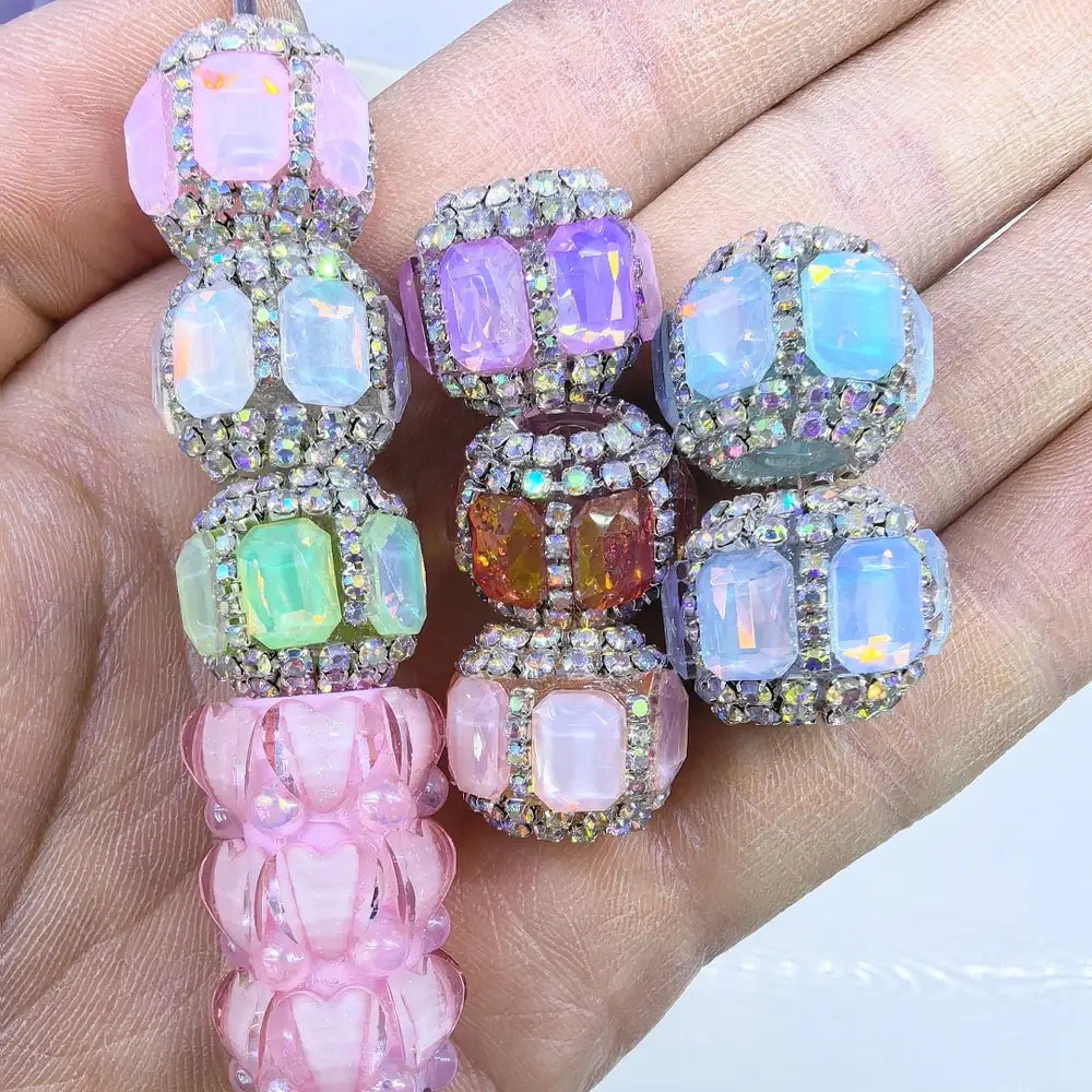 Rectangle Rhinestone and Rhinestone Chain Acrylic DIY Fancy Beads-Random Mixed