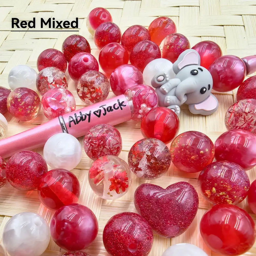 Red Random Mixed Acrylic Beads