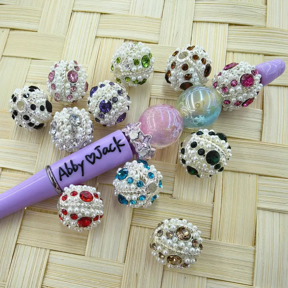 Rhinestone and Pearls Metal Beads