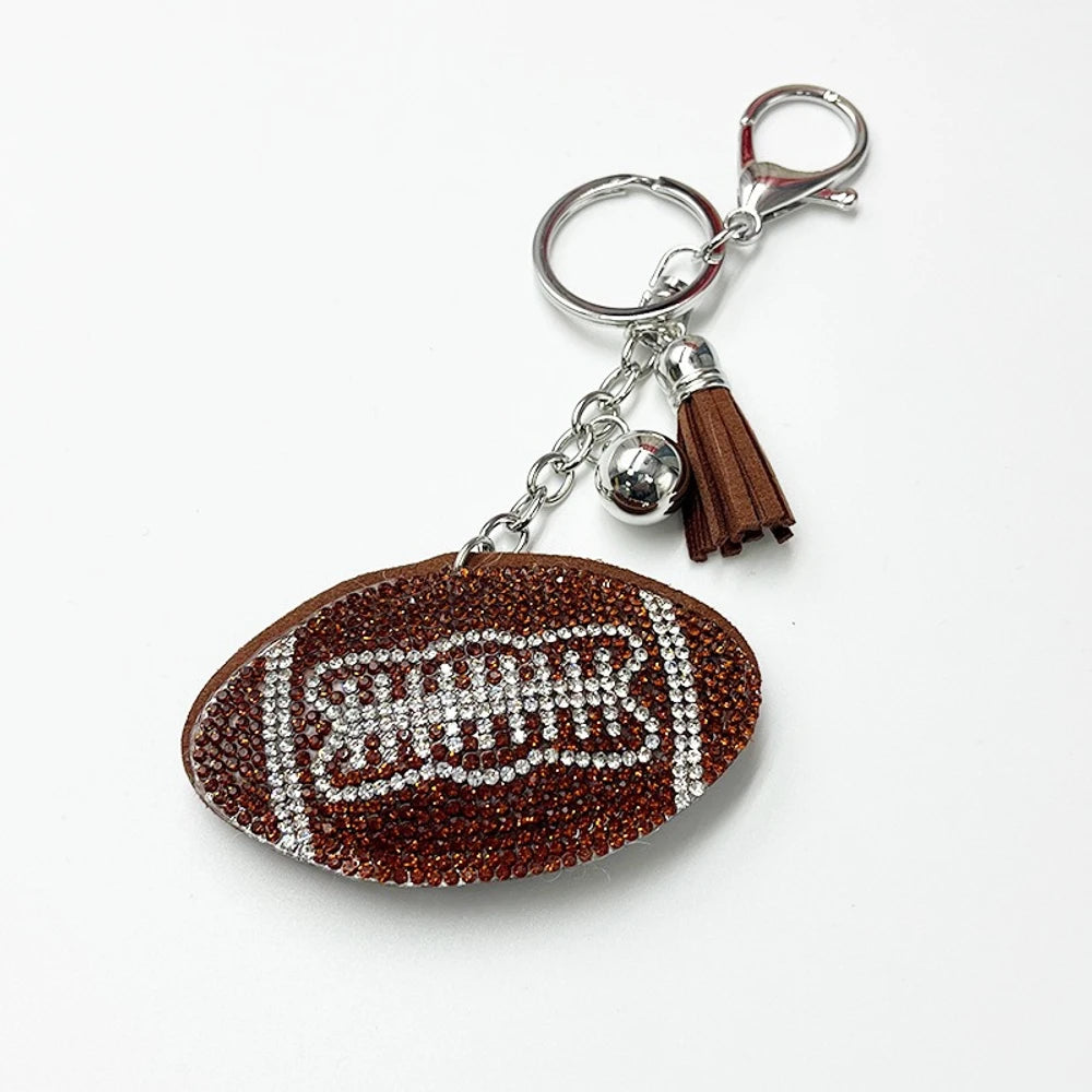 Rhinestone Football Keychain for DIY