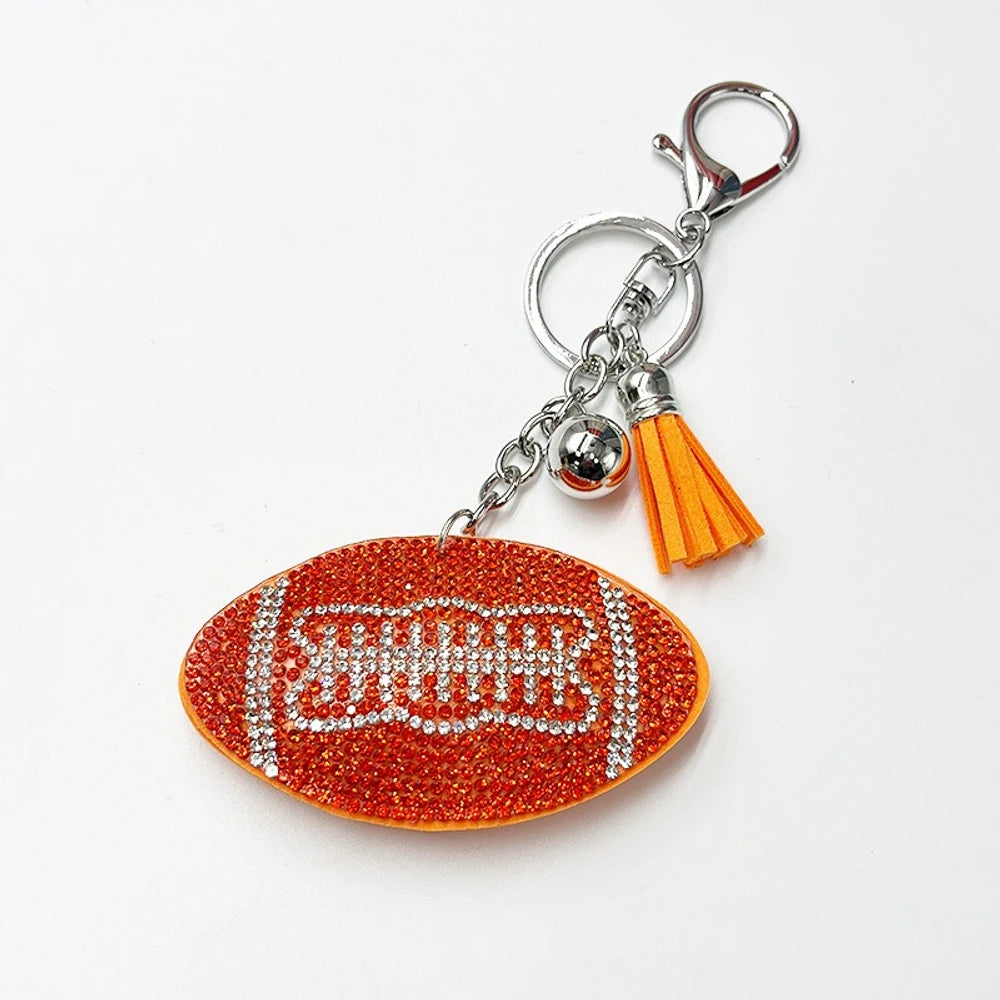 Rhinestone Football Keychain for DIY