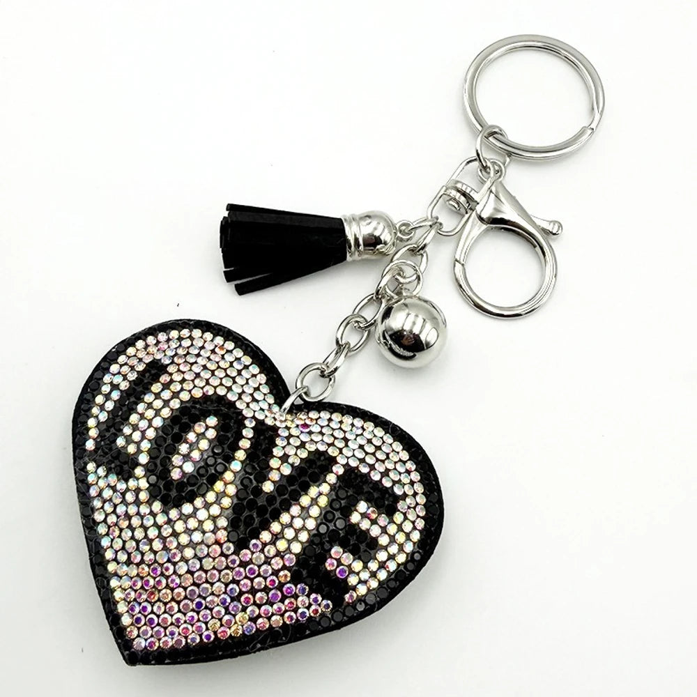 Rhinestone LOVE Heart Keychain for DIY