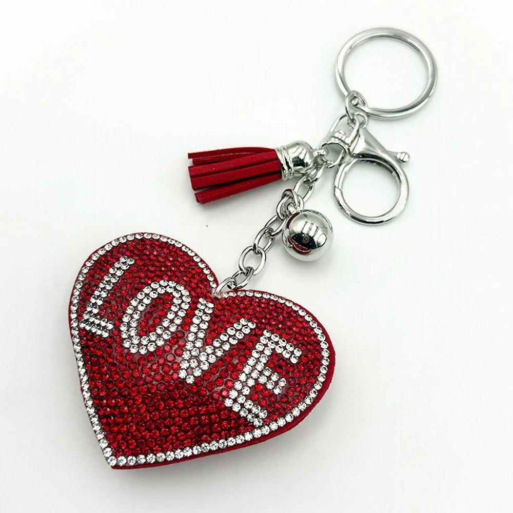 Rhinestone LOVE Heart Keychain for DIY