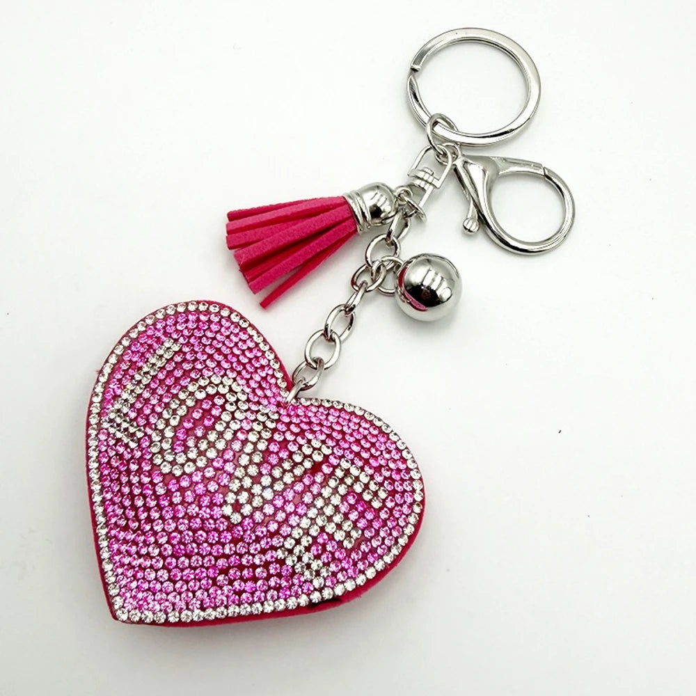 Rhinestone LOVE Heart Keychain for DIY