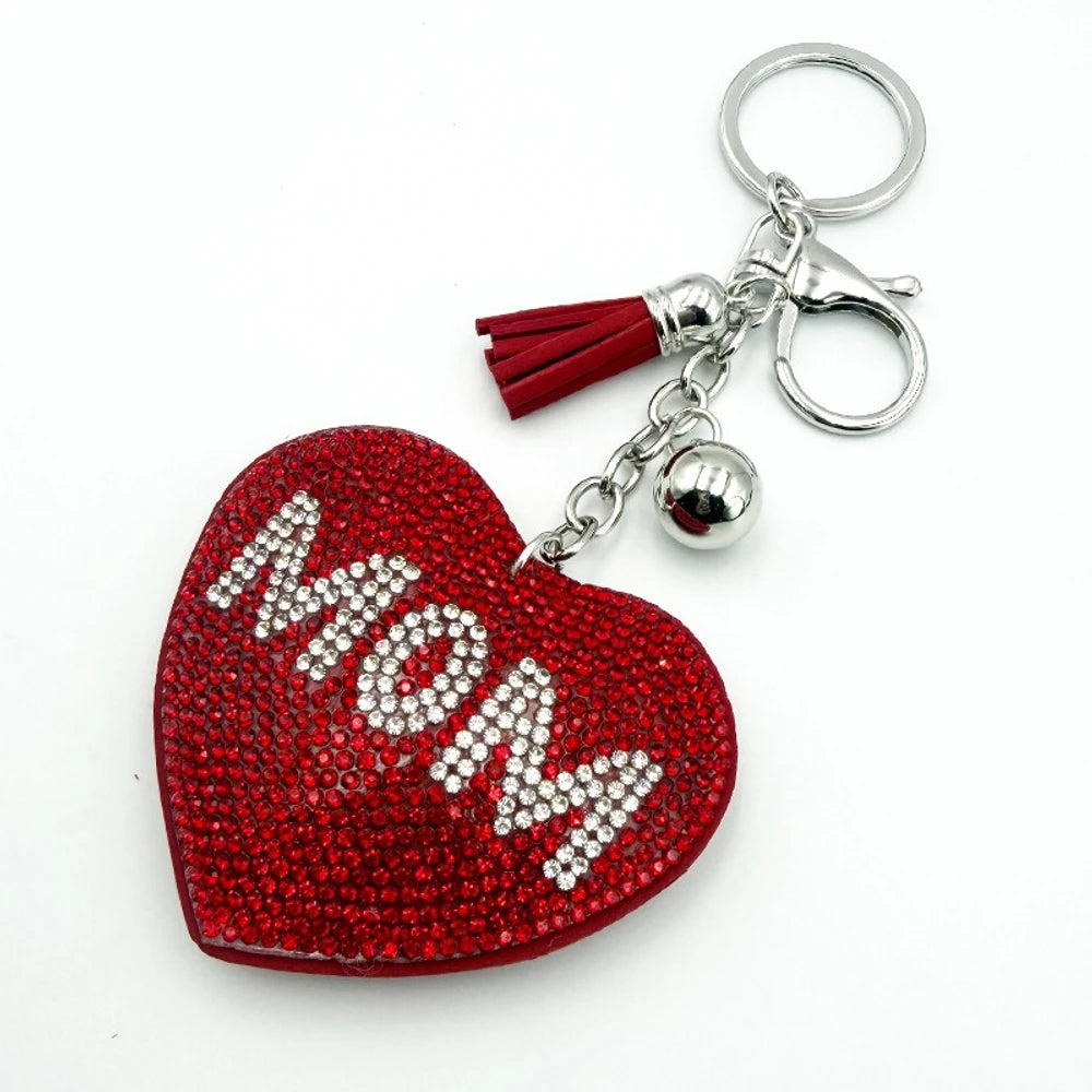 Rhinestone MOM Heart Keychain for DIY