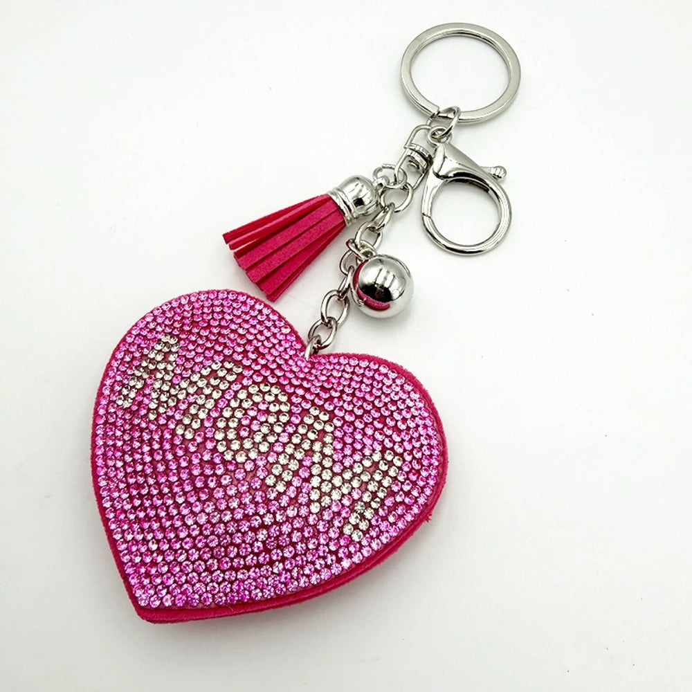 Rhinestone MOM Heart Keychain for DIY