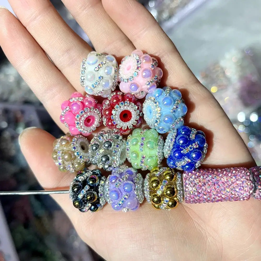 Rhinestone Pearls Loop Rhinestone Chain Acrylic DIY Fancy Beads-Random Mix