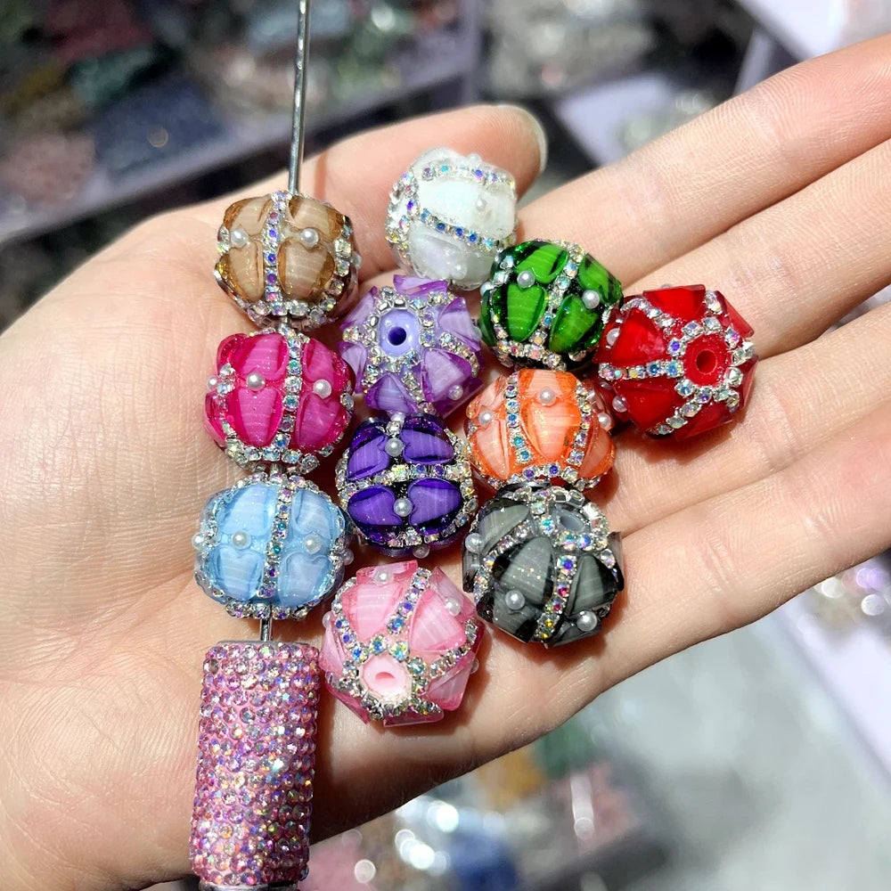 Rhinestone Pearls Rhinestone Chain Acrylic DIY Fancy Beads-Random Mix