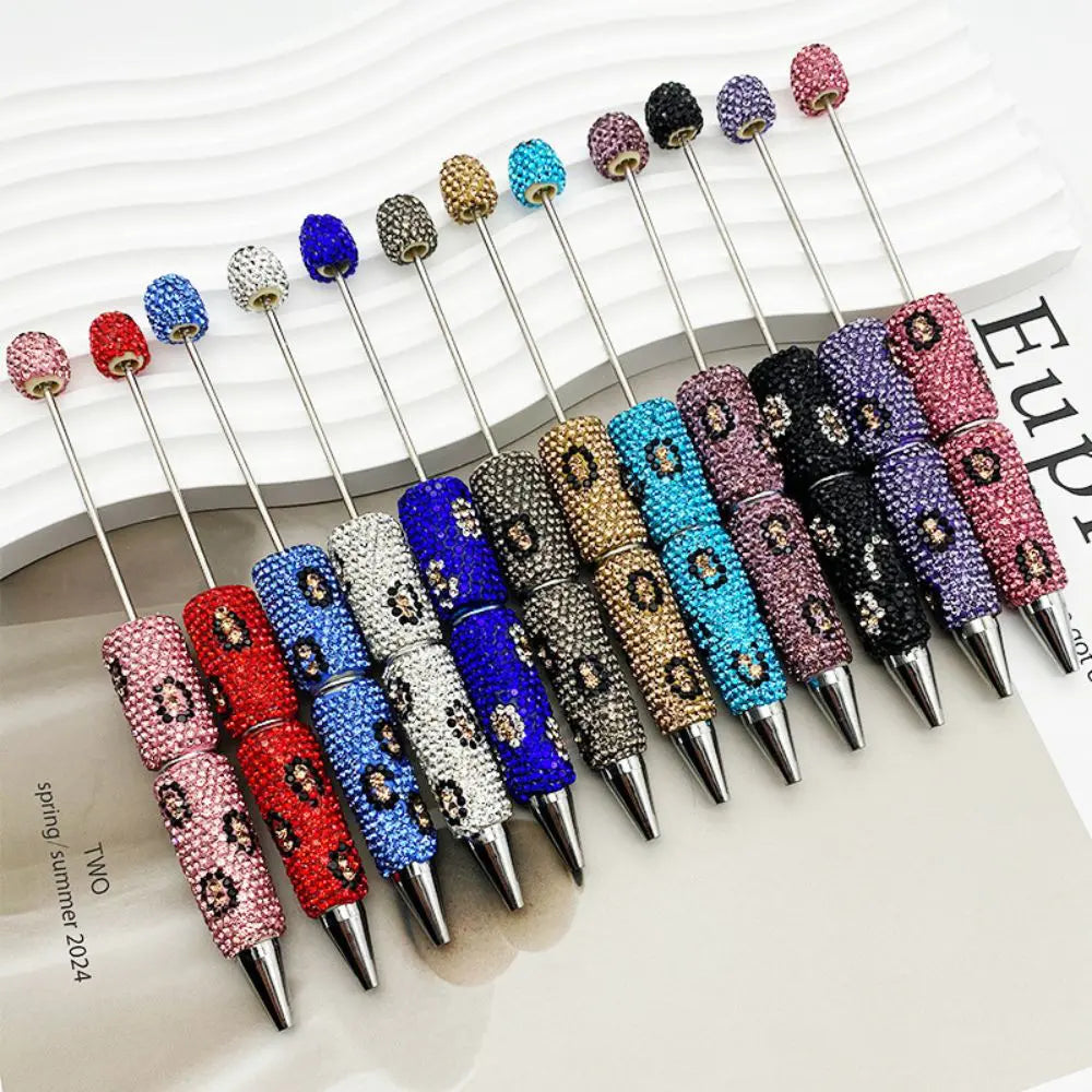 Creative Full Diamond Beadable Pen with Small Flower Design