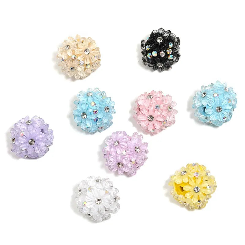 Rhinestones Flowers Colorful Acrylic DIY Fancy Beads-Random Mixed
