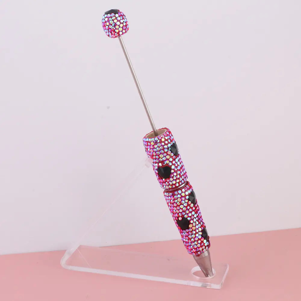 Beadable Clay Pens with Multi-Color Hearts and Mini Rhinestones Covered the Entire Pen