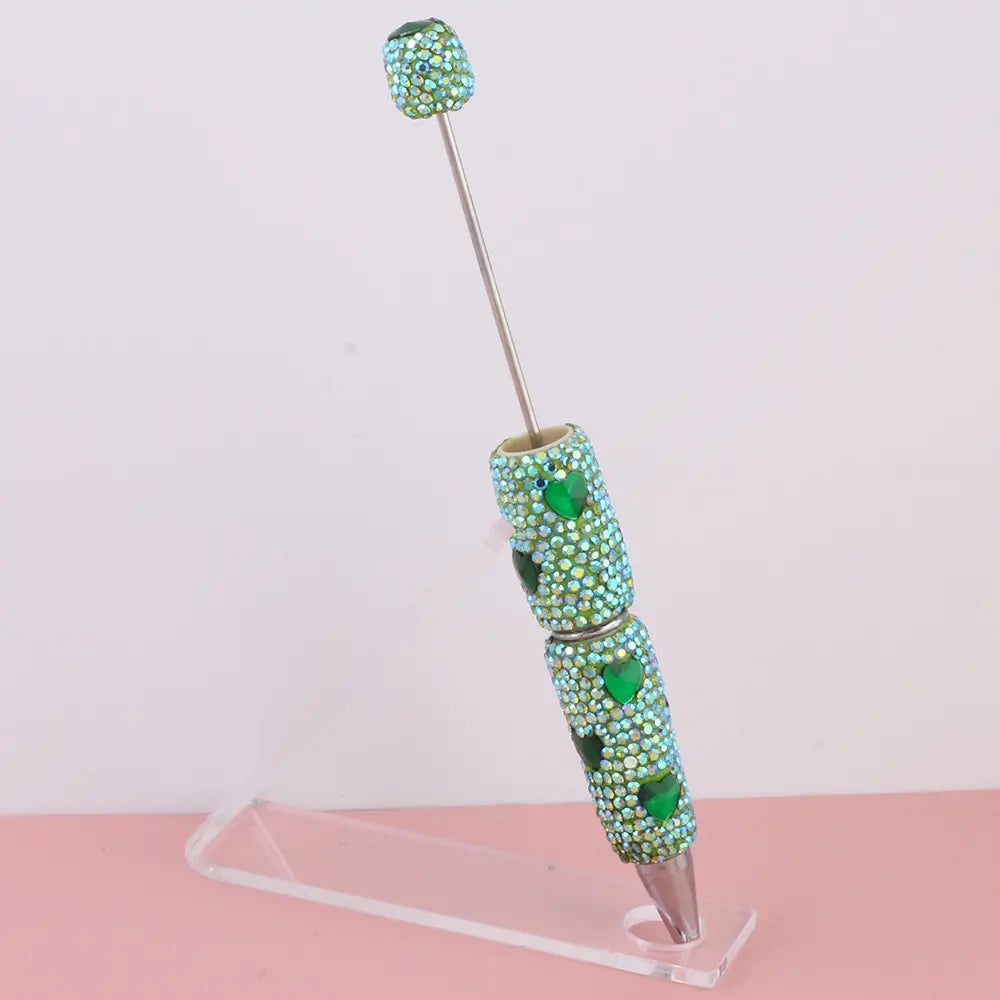 Beadable Clay Pens with Multi-Color Hearts and Mini Rhinestones Covered the Entire Pen