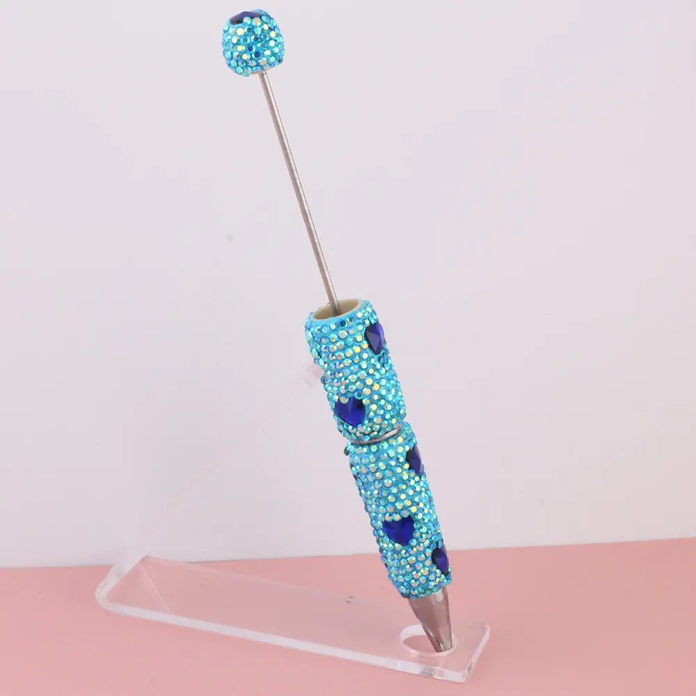 Beadable Clay Pens with Multi-Color Hearts and Mini Rhinestones Covered the Entire Pen