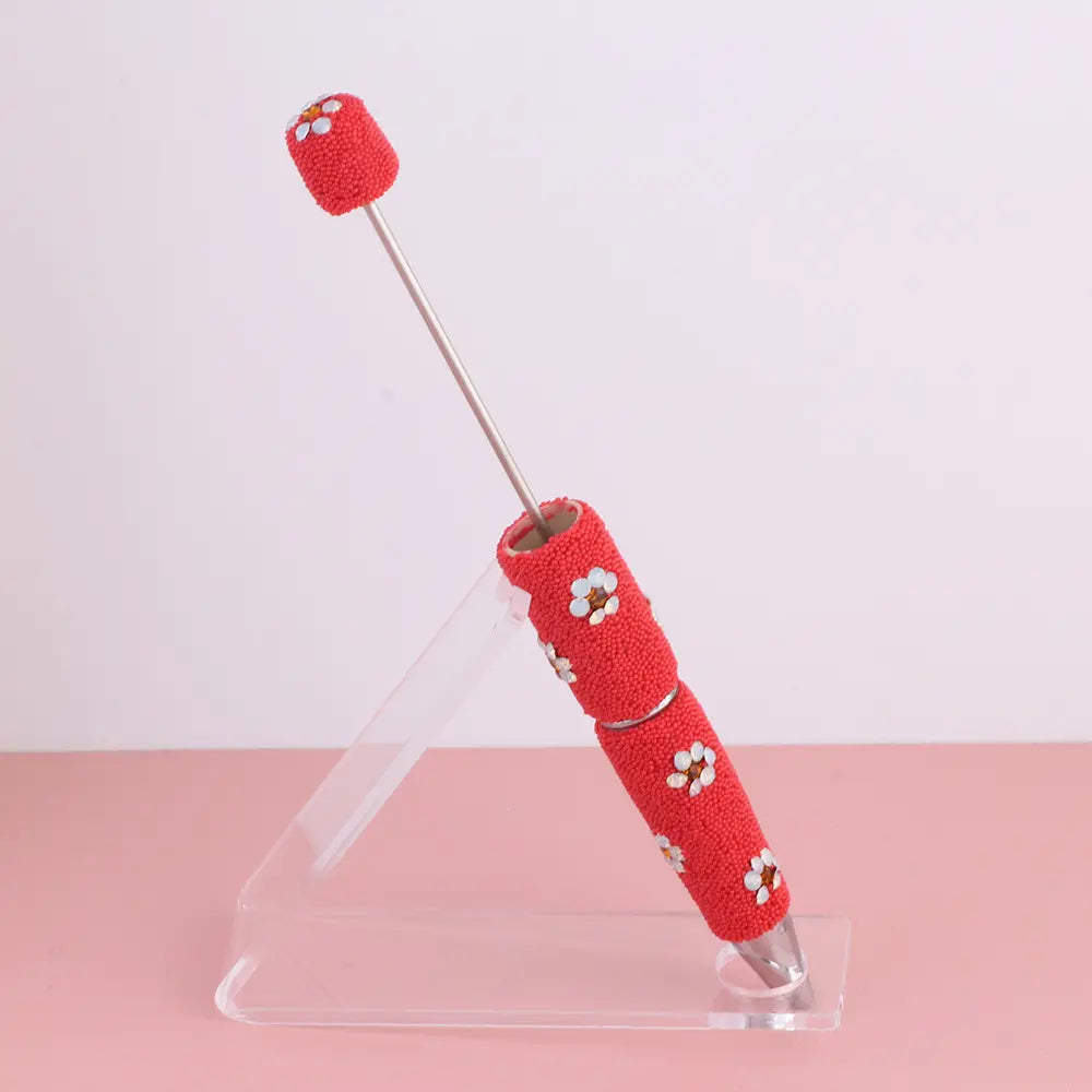 DIY Beadable Clay Pens with Cute Flowers and Mini Rhinestones Covered the Entire Pen