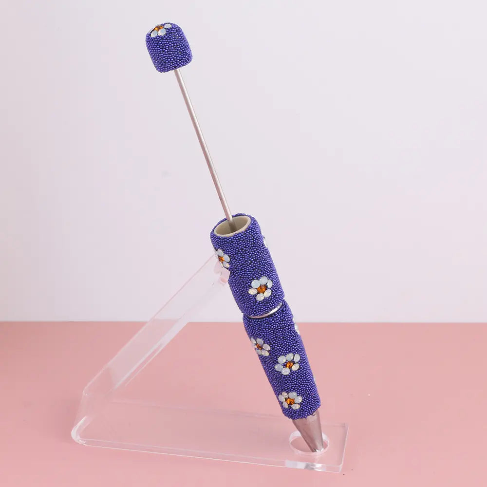 DIY Beadable Clay Pens with Cute Flowers and Mini Rhinestones Covered the Entire Pen