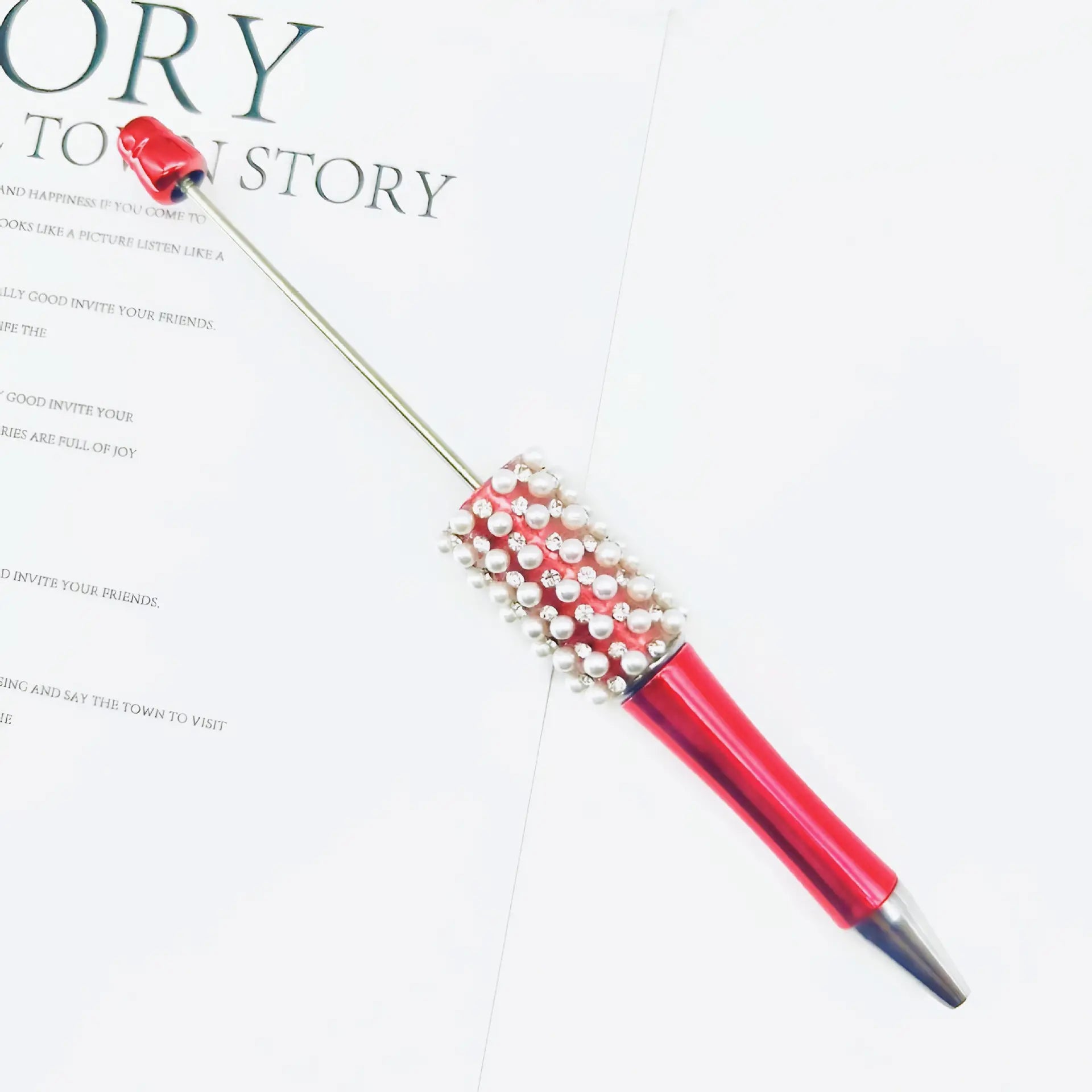 Beadable Pens in Metallic Colors with Rhinestones and Flatback Pearls
