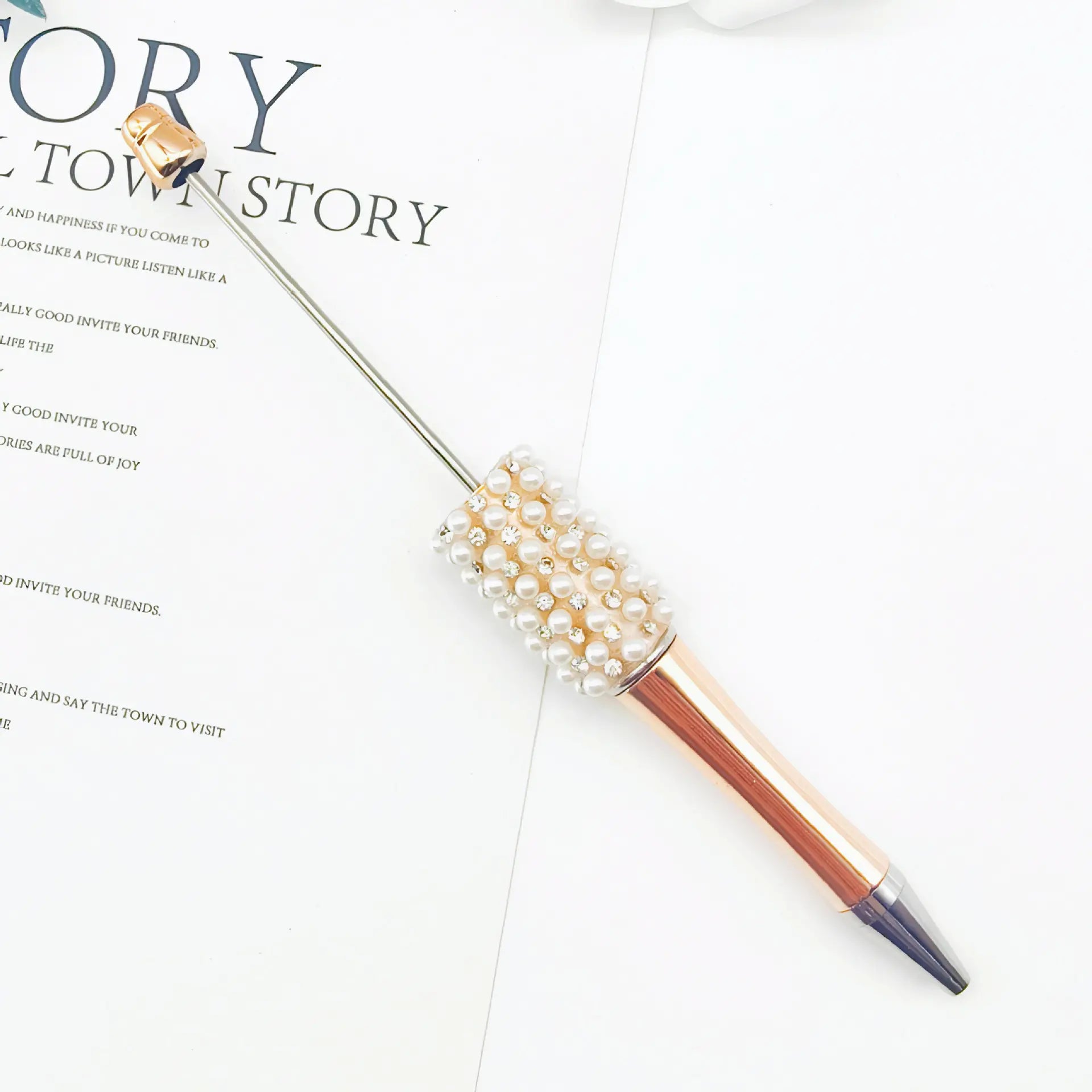 Beadable Pens in Metallic Colors with Rhinestones and Flatback Pearls