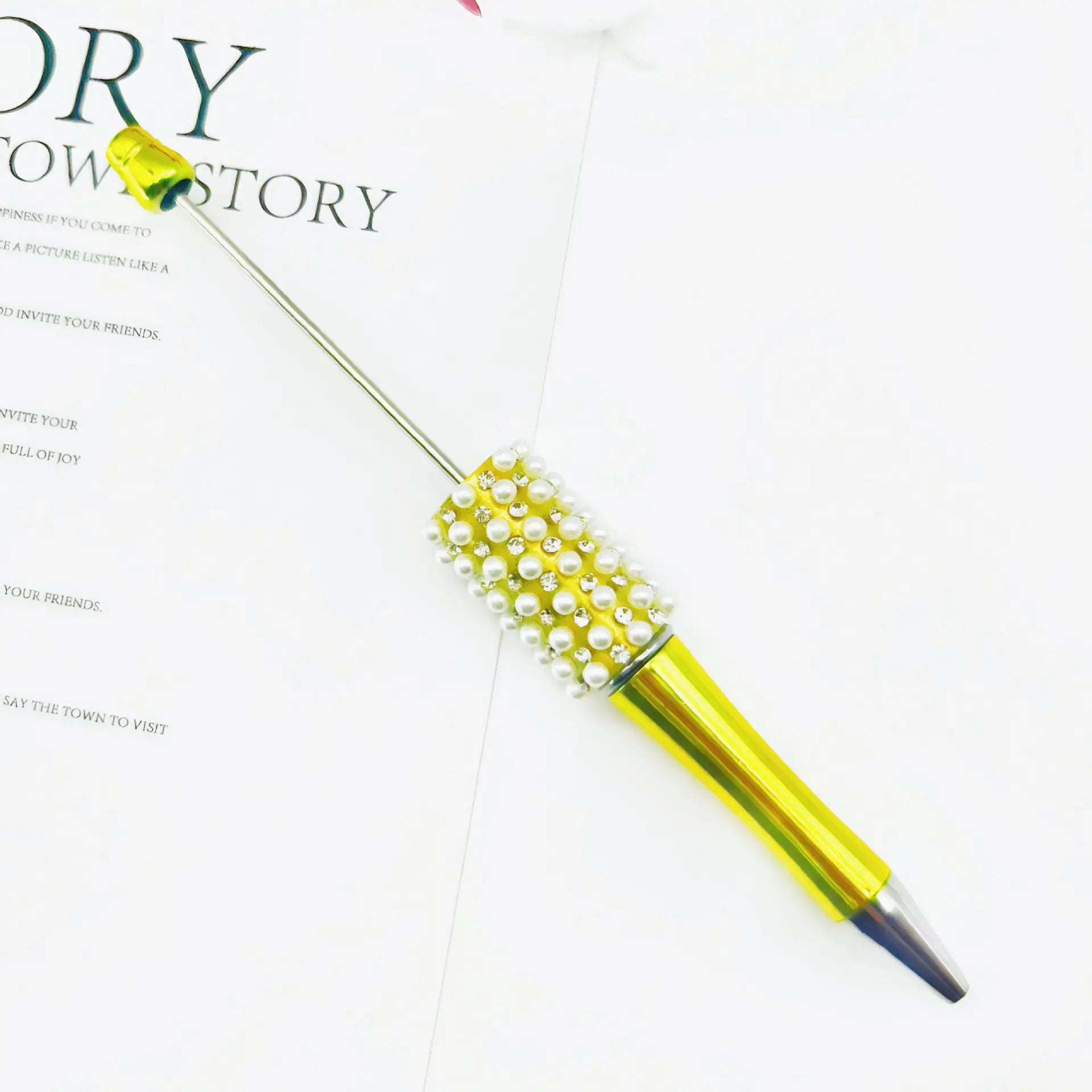 Beadable Pens in Metallic Colors with Rhinestones and Flatback Pearls