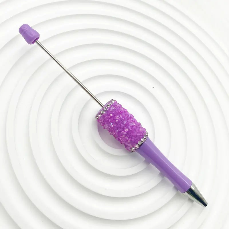 Creative Beadable Pens with Translucent Resin Rhinestones in Solid Colors