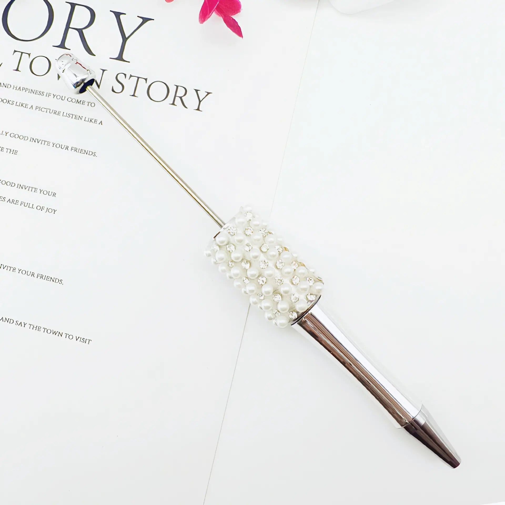 Beadable Pens in Metallic Colors with Rhinestones and Flatback Pearls