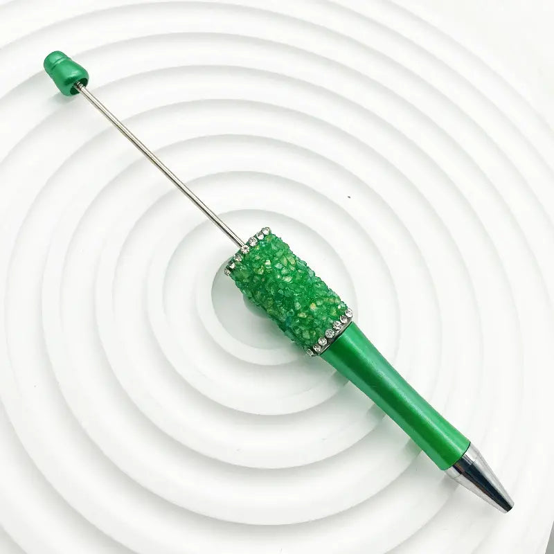 Creative Beadable Pens with Translucent Resin Rhinestones in Solid Colors