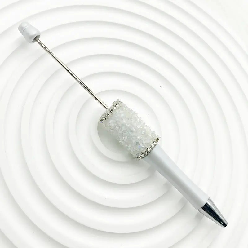 Creative Beadable Pens with Translucent Resin Rhinestones in Solid Colors