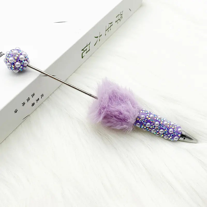 Pom Pom Beadable Pens with Rhinestones and Pearls Covered the Entire Pen