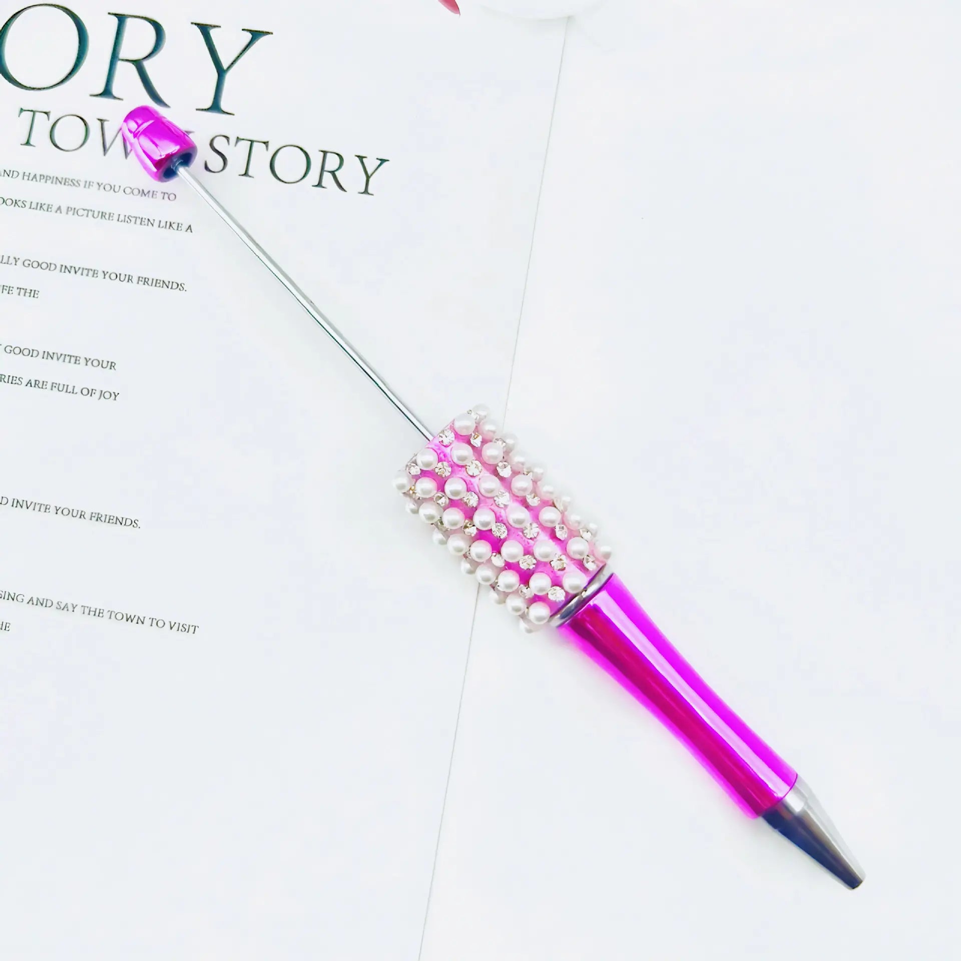 Beadable Pens in Metallic Colors with Rhinestones and Flatback Pearls