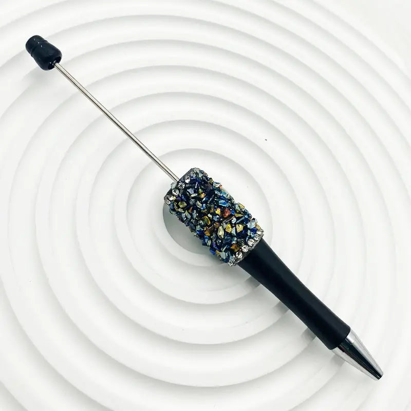 Creative Beadable Pens with Translucent Resin Rhinestones in Solid Colors