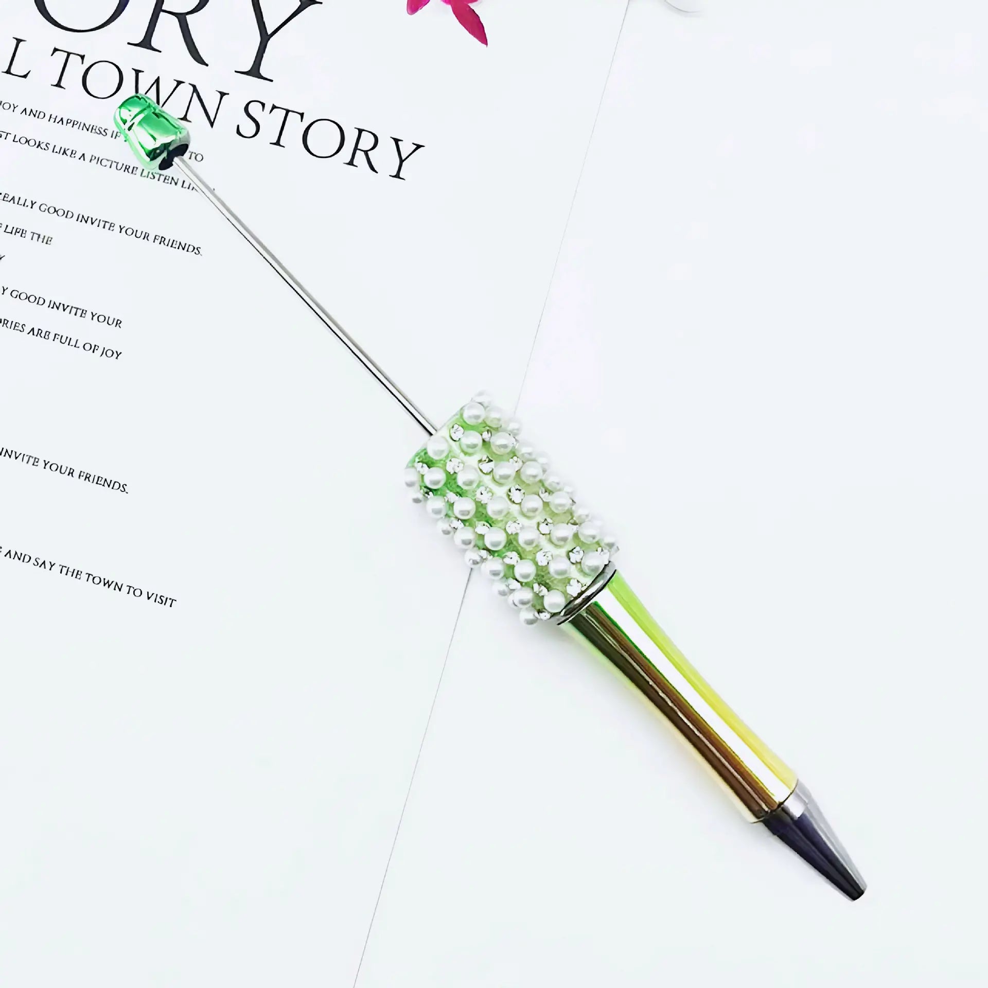 Beadable Pens in Metallic Colors with Rhinestones and Flatback Pearls