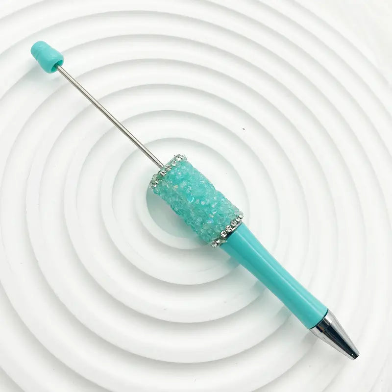Creative Beadable Pens with Translucent Resin Rhinestones in Solid Colors