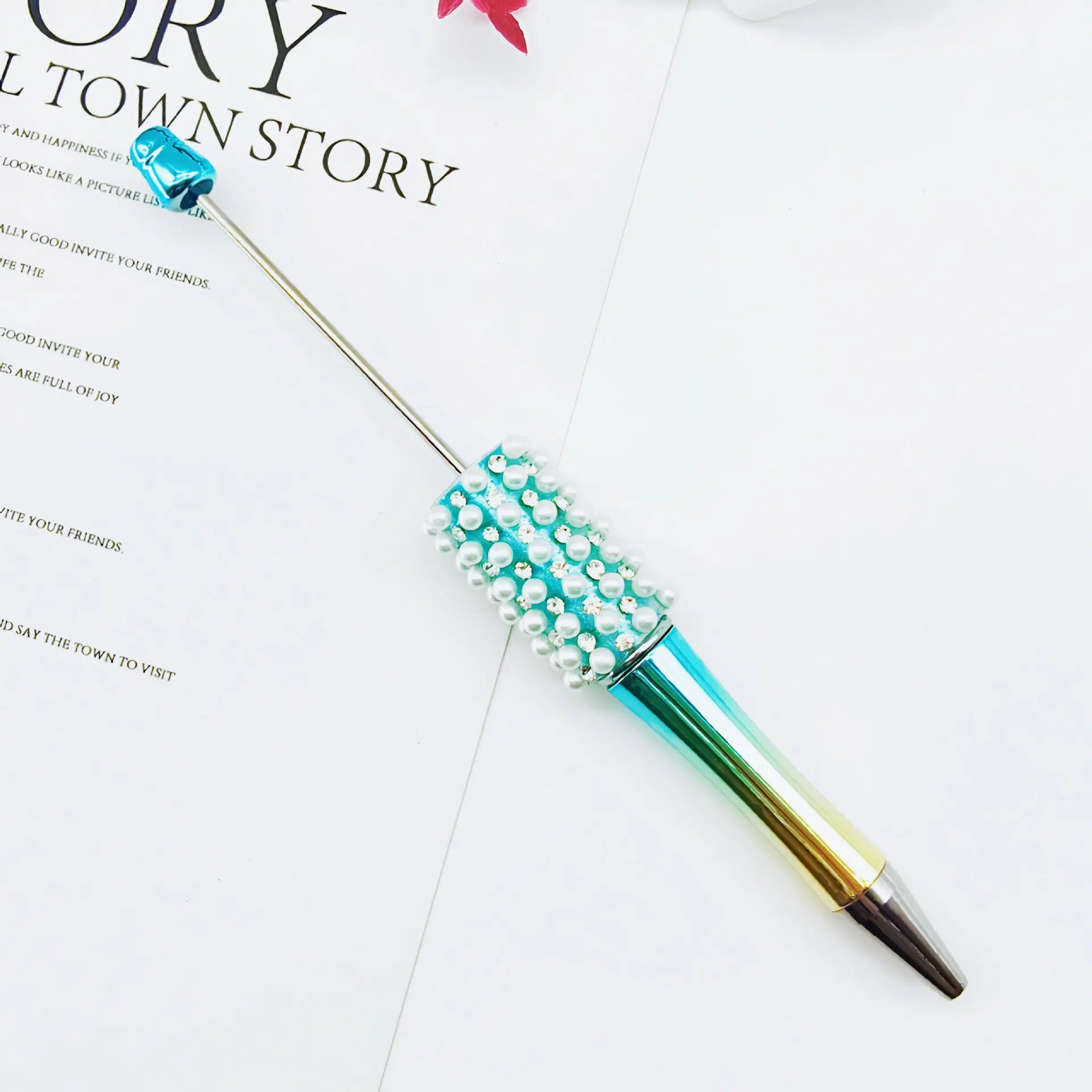 Beadable Pens in Metallic Colors with Rhinestones and Flatback Pearls