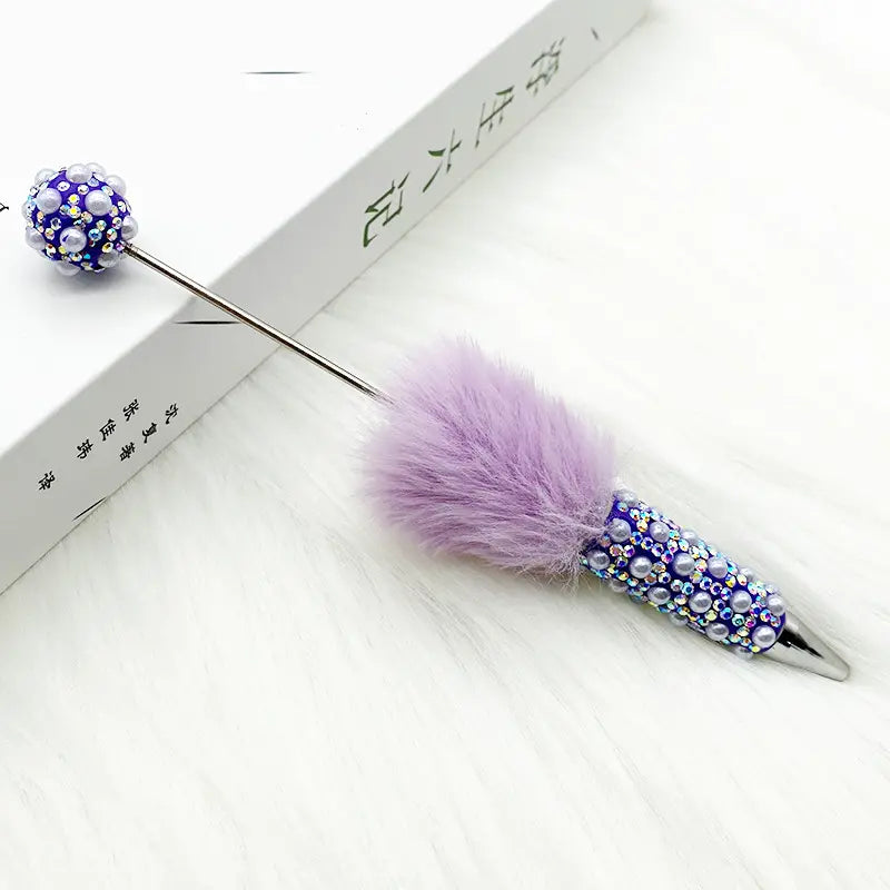 Pom Pom Beadable Pens with Rhinestones and Pearls Covered the Entire Pen