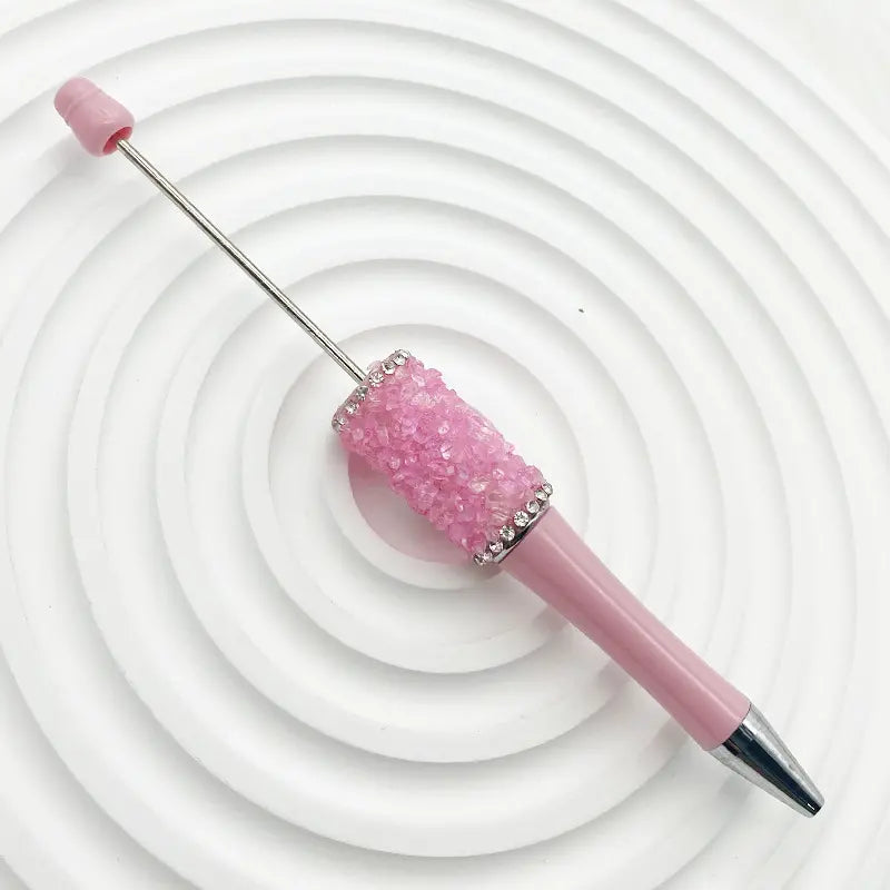 Creative Beadable Pens with Translucent Resin Rhinestones in Solid Colors