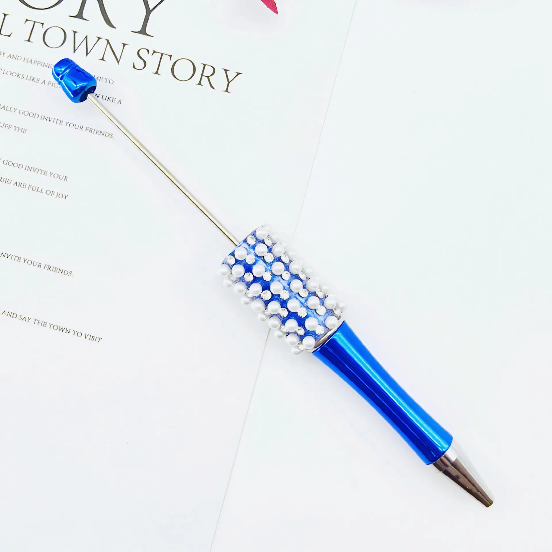 Beadable Pens in Metallic Colors with Rhinestones and Flatback Pearls