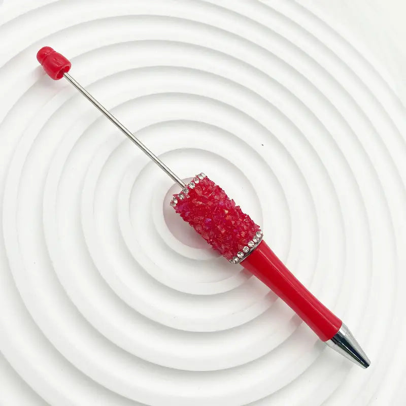 Creative Beadable Pens with Translucent Resin Rhinestones in Solid Colors