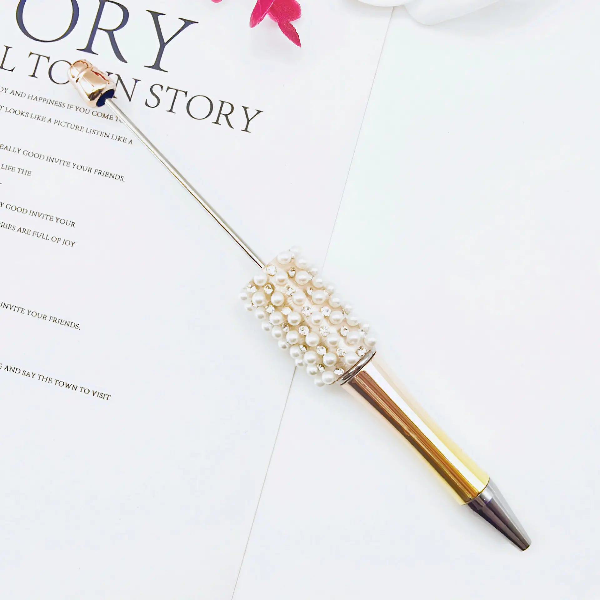 Beadable Pens in Metallic Colors with Rhinestones and Flatback Pearls
