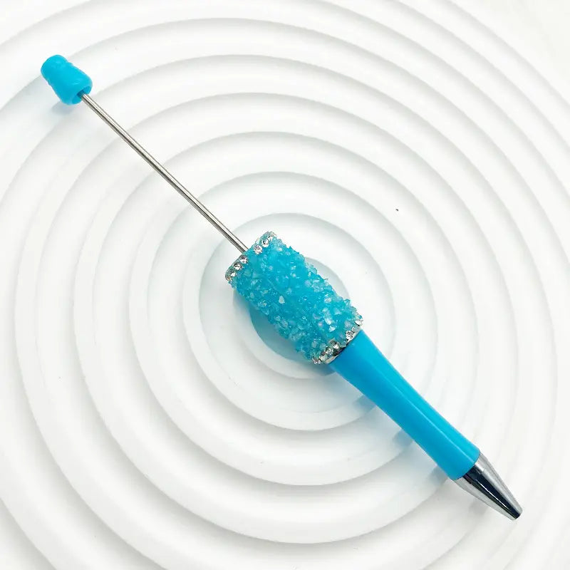 Creative Beadable Pens with Translucent Resin Rhinestones in Solid Colors