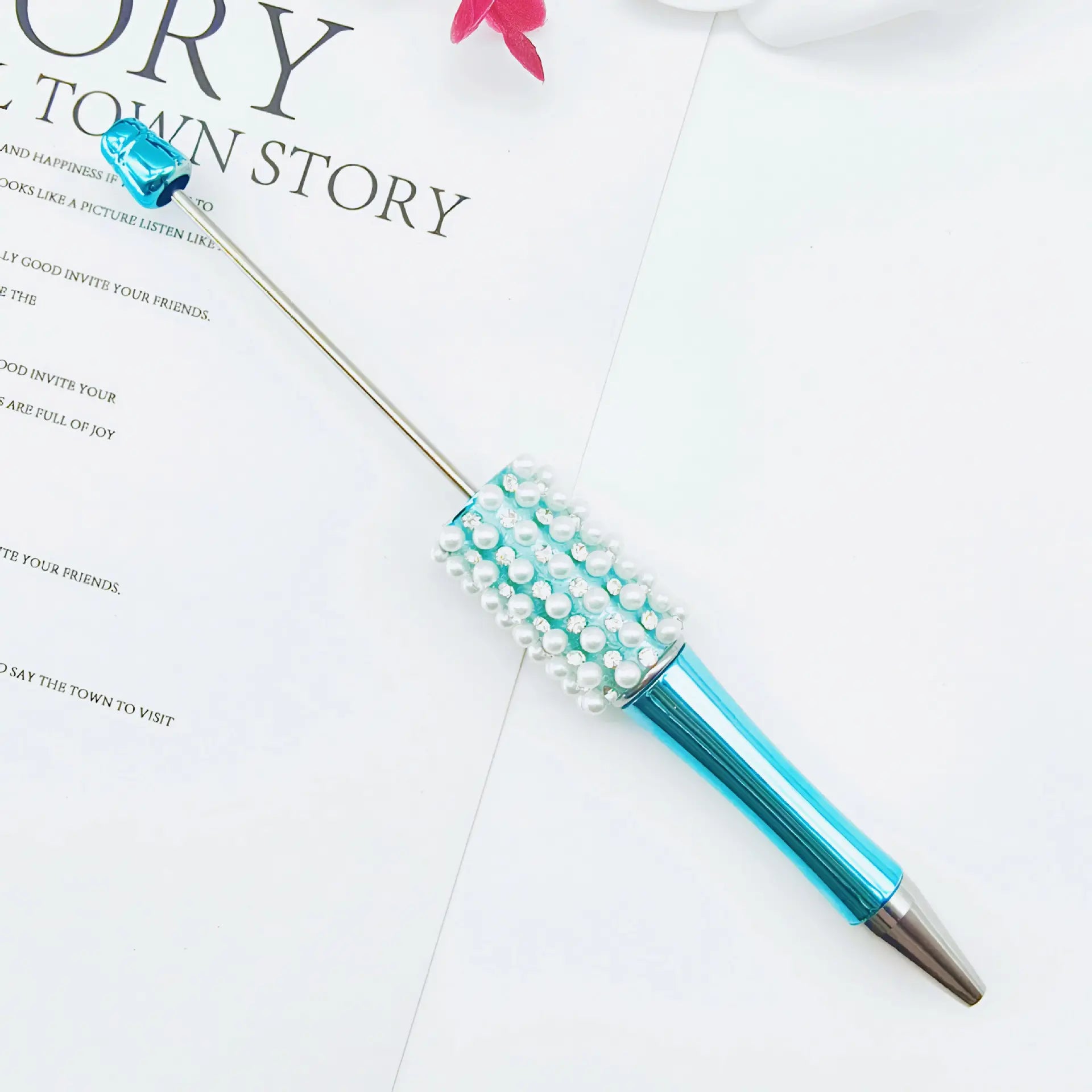Beadable Pens in Metallic Colors with Rhinestones and Flatback Pearls
