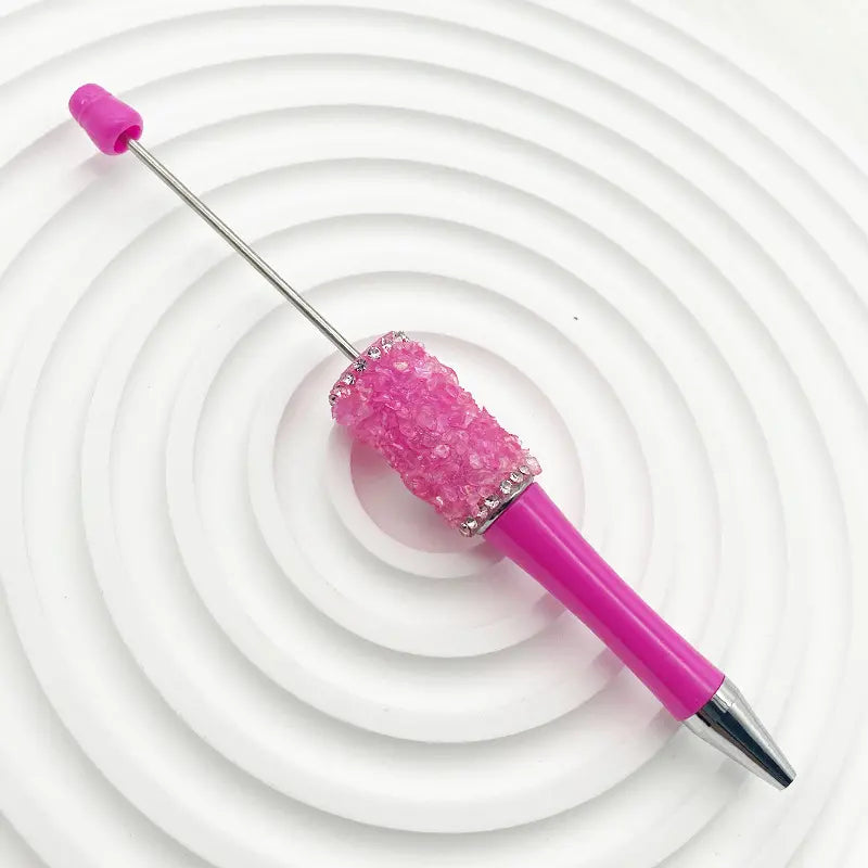 Creative Beadable Pens with Translucent Resin Rhinestones in Solid Colors