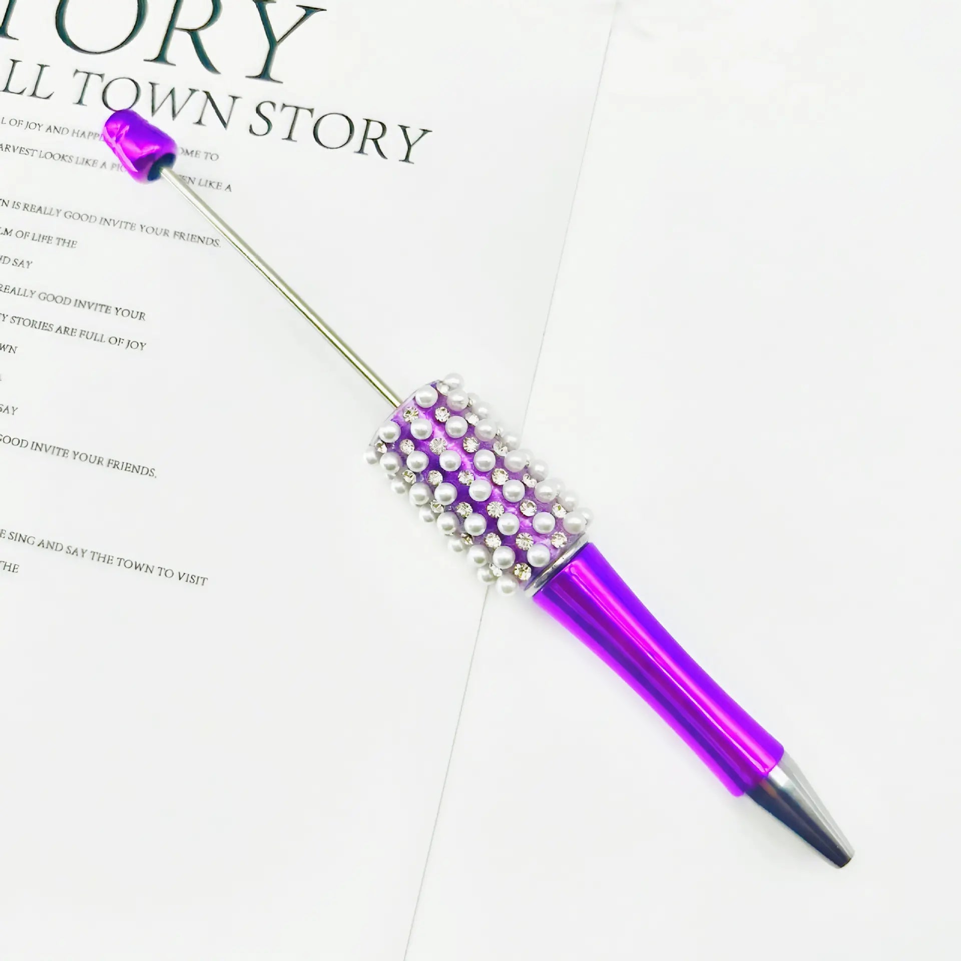 Beadable Pens in Metallic Colors with Rhinestones and Flatback Pearls