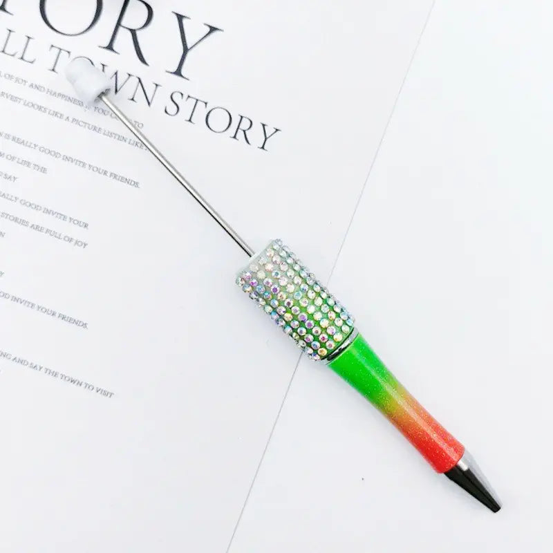 Beadable Pens in Ombre and Solid Colors with Ombre Colored Rhinestones